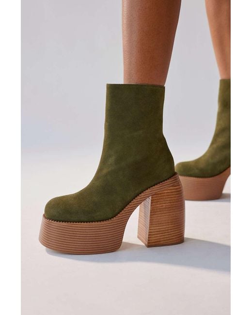 Urban Outfitters Green Uo Anna Leather Platform Boot