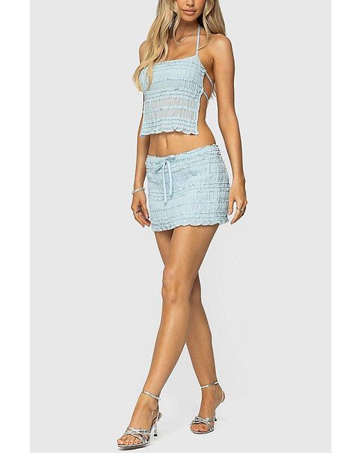 Edikted White Mari Backless Ruffle Chiffon Top