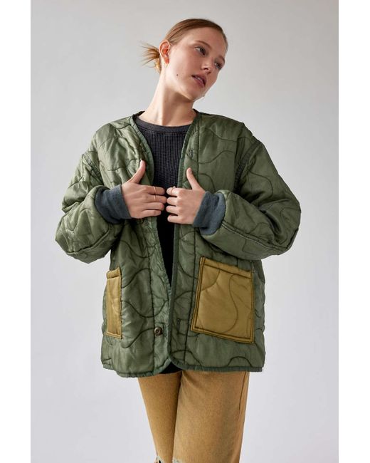 Urban Renewal Vintage Two Pocket Quilted Liner Jacket in Green Lyst