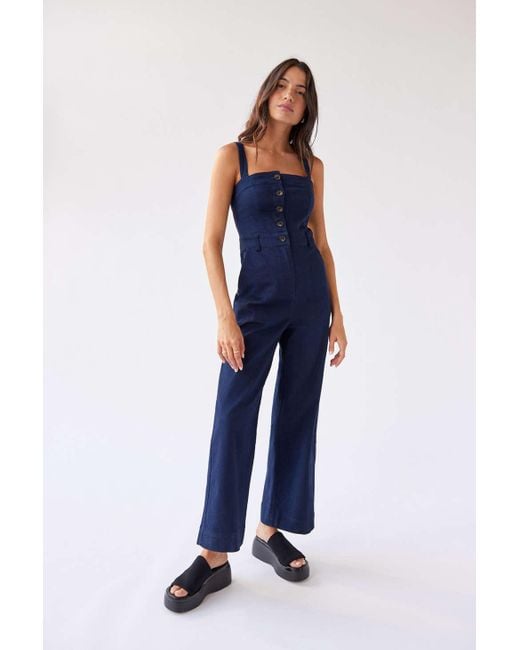 Urban Outfitters Blue Uo Molly Wide Leg Jumpsuit
