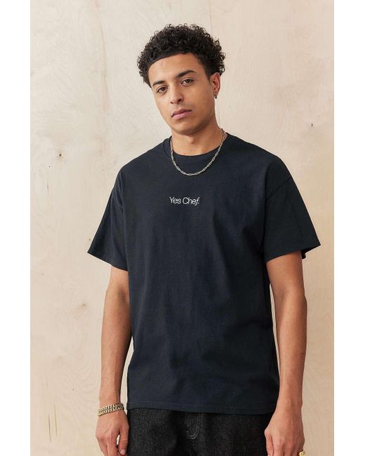 Urban Outfitters Blue Uo Solid Black Yes Chef T-shirt for men