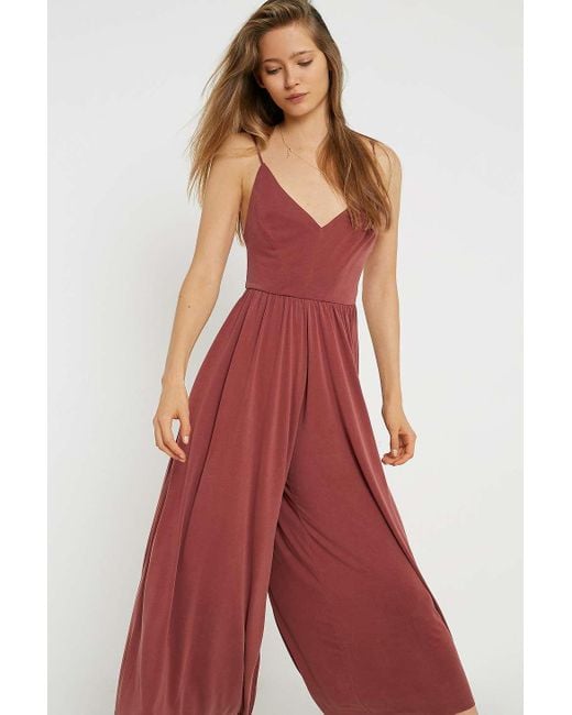 Urban Outfitters Red Uo Molly Cupro Culotte Jumpsuit