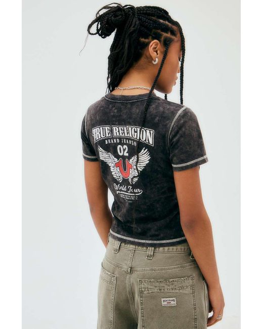 True Religion Black Uo Exclusive Contrast Stitch T-shirt