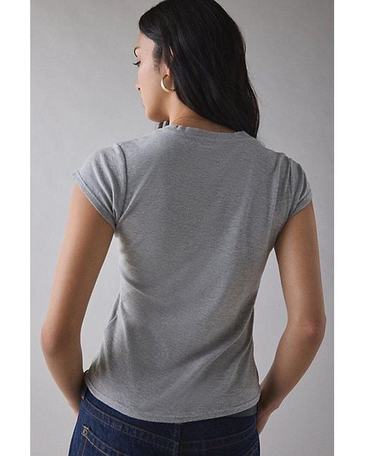 BDG Gray V-Neck Short Sleeve Spill The Tee