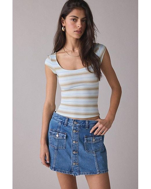 Levi's Blue Button-Front Denim Mini Skort