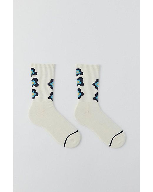 Urban Outfitters Blue Stacked Flowers Crew Sock for men