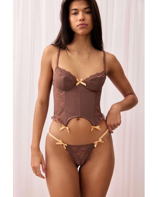 Out From Under Brown Lace Tanga Knickers