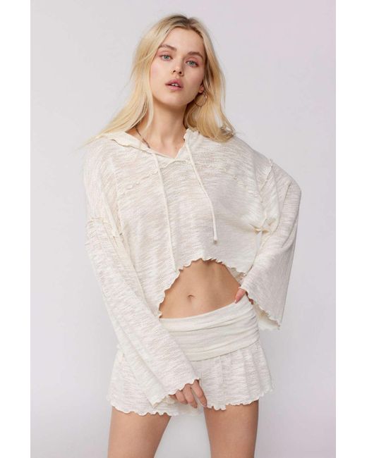Out From Under Belle Hooded Sweater In White,at Urban Outfitters