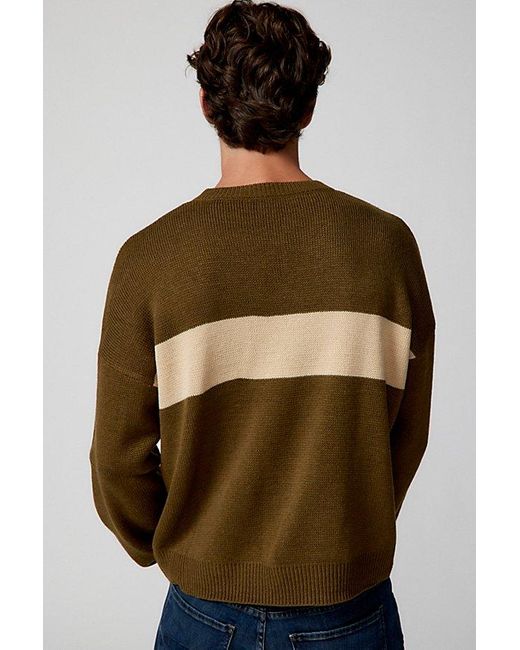 Urban Outfitters Green Uo Shimmer Stripe Crew Neck Pullover Sweater for men