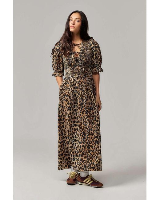 Damson Madder Multicolor Bluebelle Leopard Print Midi Dress Uk 6 At Urban Outfitters