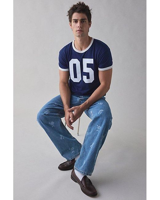 BDG Blue Floral Pattern Baggy Skate Fit Jean for men