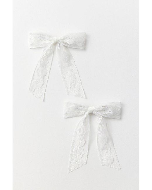 Urban Outfitters White Mini Lace Hair Bow Clip Set