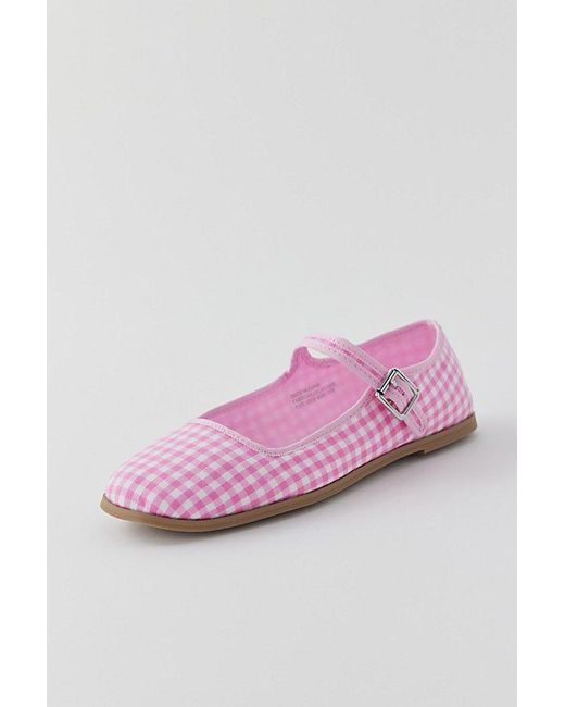 Urban Outfitters Pink Uo Madeline Canvas Mary Jane Ballet Flat
