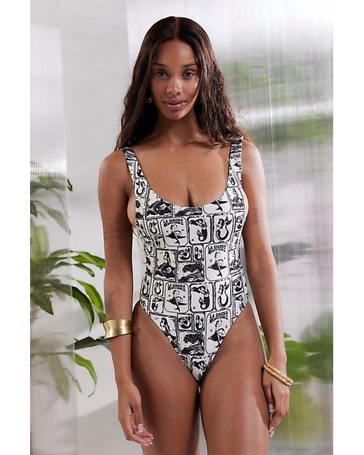 Out From Under Multicolor Jean Scoop Neck One-Piece Swimsuit