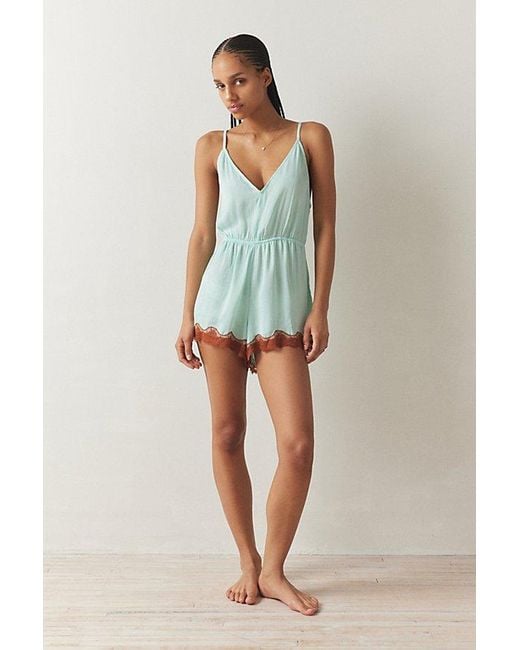 Out From Under Blue Juliette Lacy Satin Romper