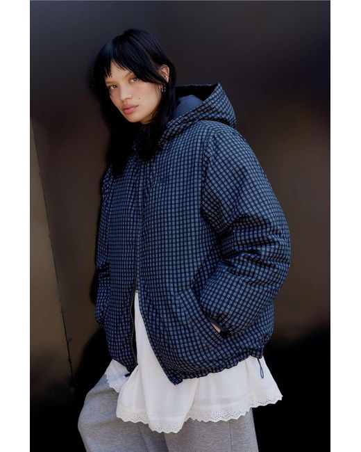iets frans Blue Austin Check Reversible Puffer Jacket
