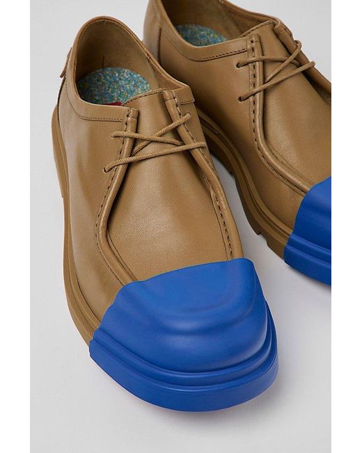 Camper Blue Junction Leather Moc-Toe Shoes for men