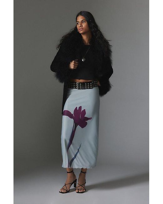 Motel Gray Lassie Printed Midi Skirt
