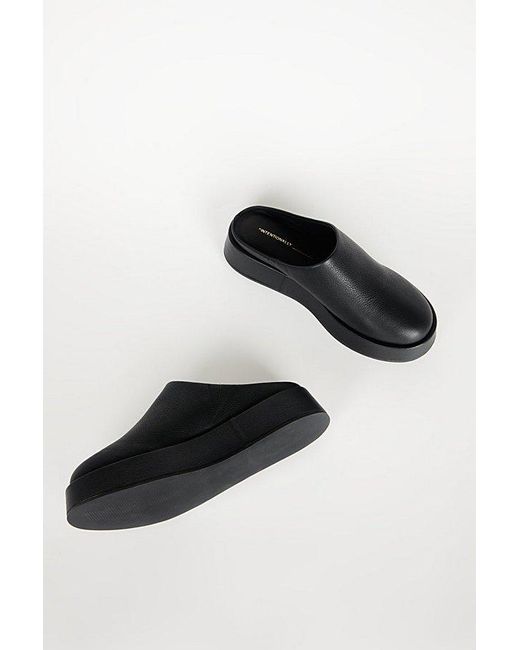 INTENTIONALLY ______ Black Risen Leather Platform Mule