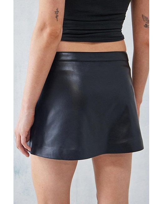 Urban Outfitters Blue Uo Faux Leather Split-Hem Mini Skirt