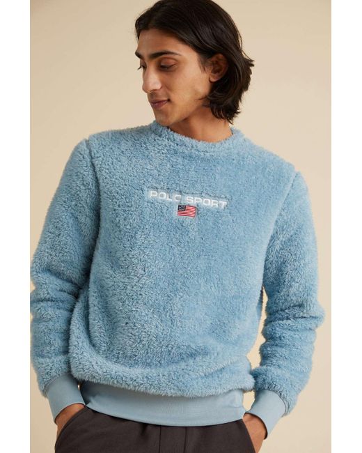 Polo Ralph Lauren Sport Curly High Pile Fleece Sweatshirt in Sky (Blue
