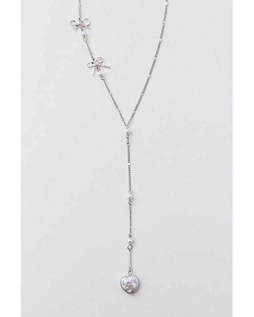 Urban Outfitters White Delicate Pearl Lariat Necklace