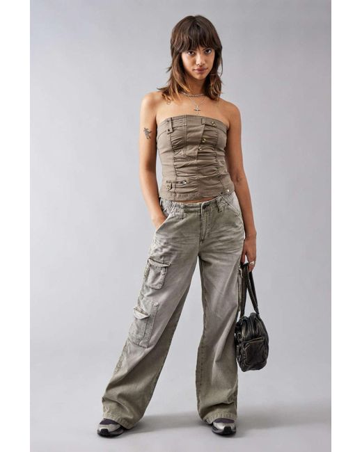 BDG Cyber Corduroy Y2k Cargo Pant In Beige At Urban Outfitters in