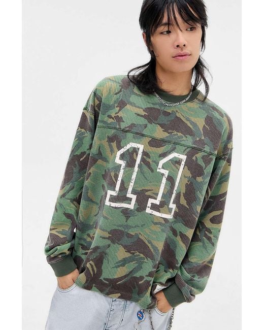 iets frans Green Camo Long Sleeve Mesh T-shirt for men
