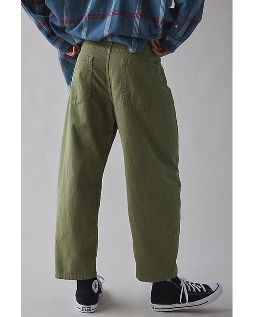 BDG Green Twill 5-Pocket Pleated Dad Chino Pant for men