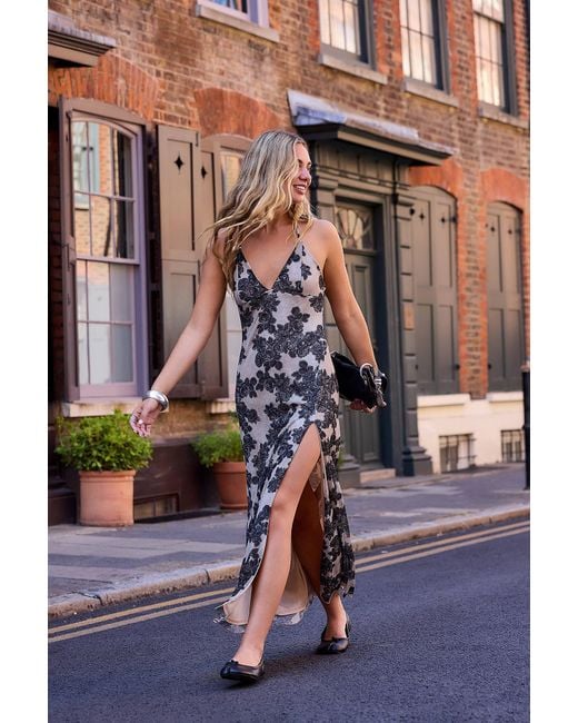 Urban Outfitters Black Uo Rowan Mesh Halter Maxi Dress