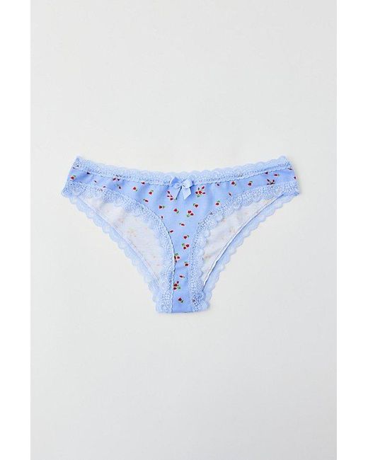 Out From Under Blue Noelle Lace-Trim Tanga