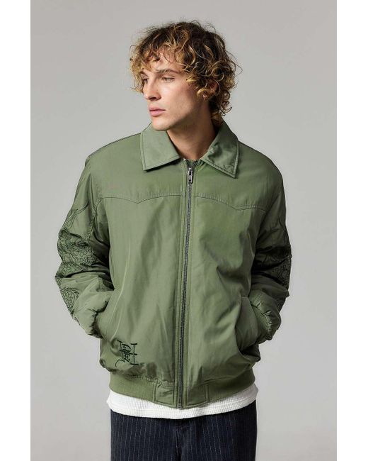 Ed Hardy Uo Exclusive Green Bomber Jacket for men