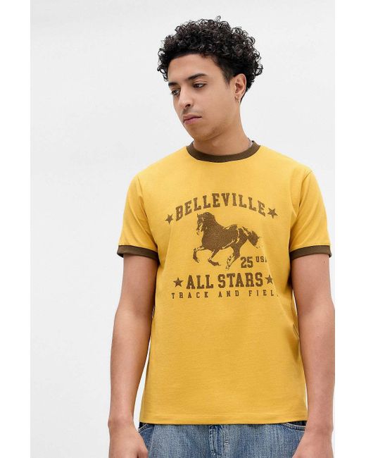 Urban Outfitters Uo Yellow Belleville Horse Ringer T-shirt for men