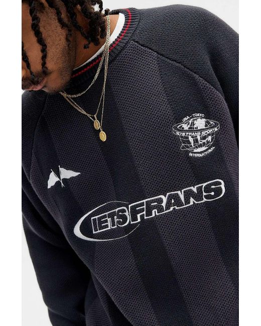 iets frans Blue Grey Football Knit Jumper for men