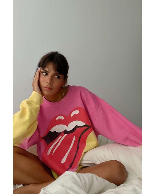 Urban Outfitters Pink The Rolling Stones Crew Neck Sweatshirt