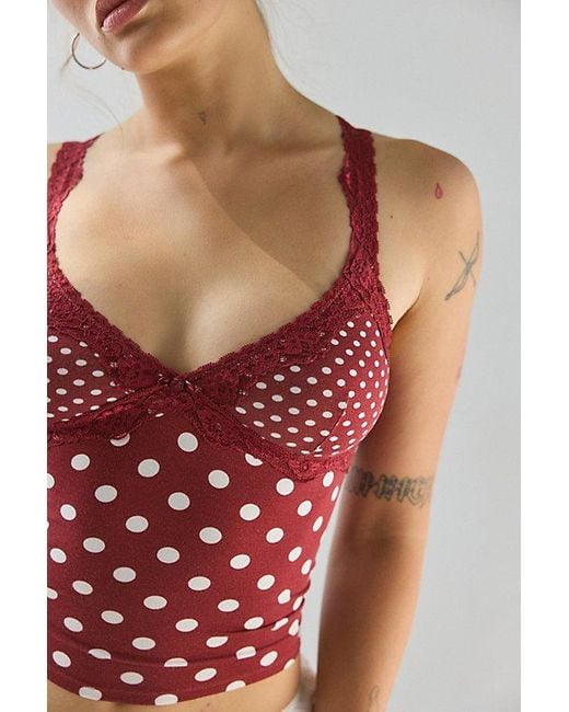 Out From Under Red Soft Touch Lace Trim Cropped Cami