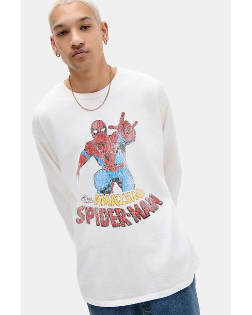 Urban Outfitters Uo White Spiderman Long Sleeve T-shirt for men