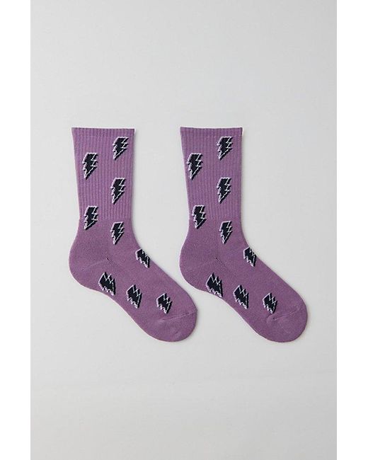 Urban Outfitters Purple Lightning Bolt Crew Sock for men