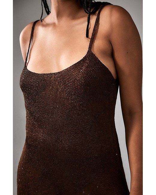 Urban Outfitters Brown Uo Alexa Sequin Knit 90S Mini Dress