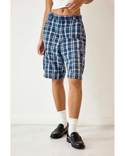 Urban Renewal One-of-a-kind Blue Longline Check Shorts