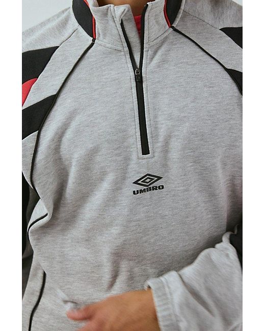 Umbro Striped Quarter Zip Sweatshirt in Gray for Men | Lyst
