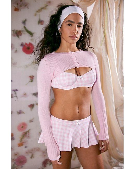 Frankie's Bikinis Pink X Out From Under Nina Cloud-Knit Shrug Sweater
