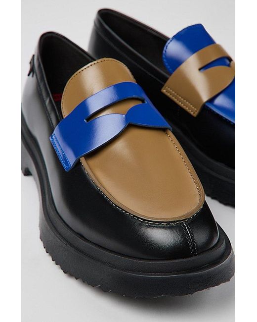 Camper Blue Walden Leather Moc Toe Loafer Shoe for men