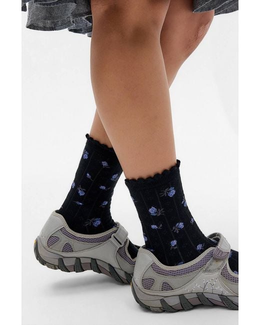 Out From Under Black Floral Socks