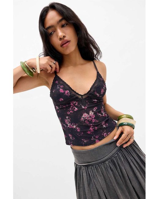 Out From Under Black Adore Lace Trim Mesh Cami