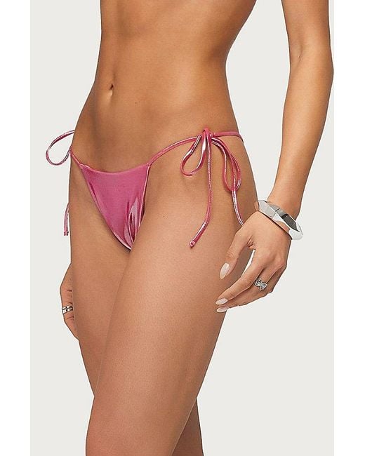Edikted Pink Seffey Metallic String Bikini Bottom