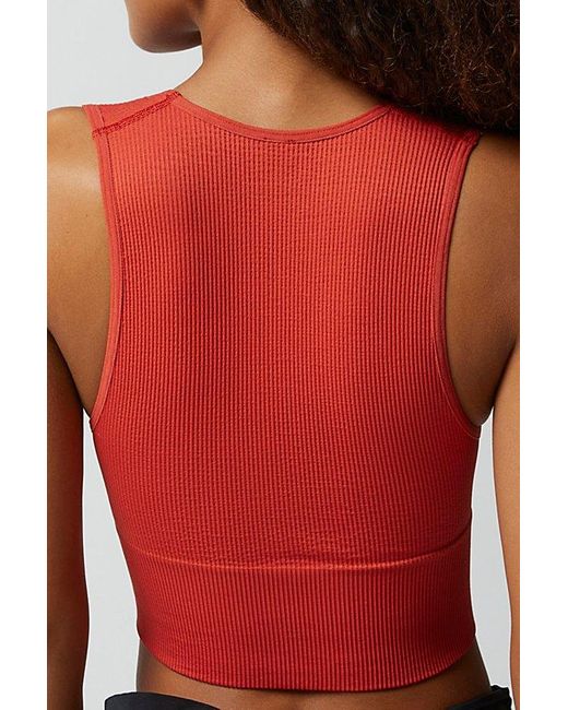 Out From Under Red Hailey Seamless Plunge Cropped Tank Top