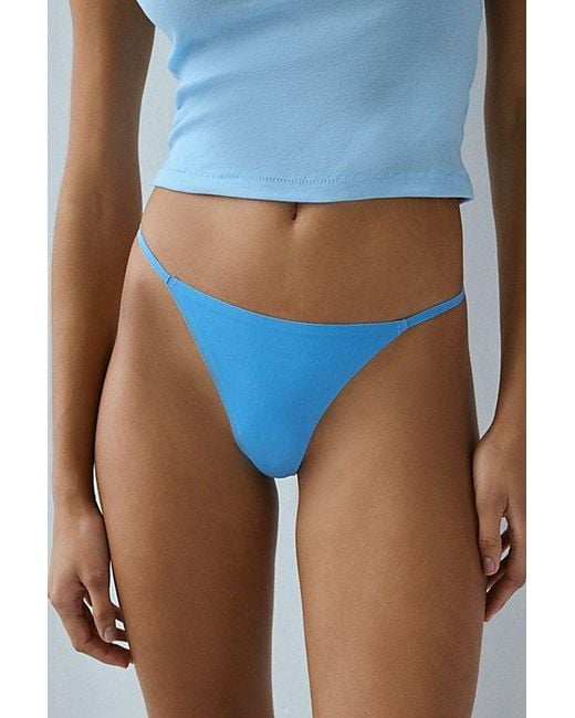 Out From Under Blue Ribbed Base Layer Thong