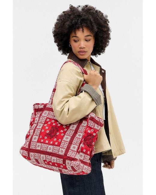 Damson Madder Red Quilted Bandana Tote Bag