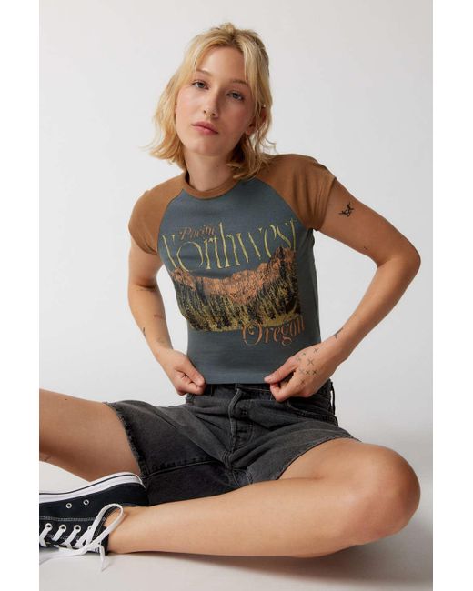 Urban Outfitters Green Pacific Northwest Raglan Baby Tee